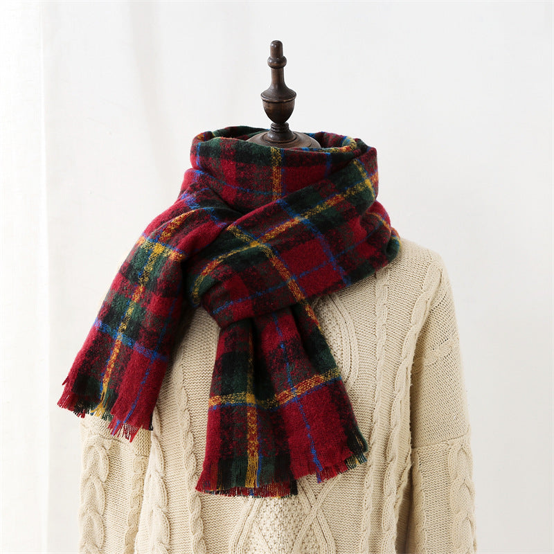 Wholesale Autumn and Winter Thickened Cashmere Plaid Scarves