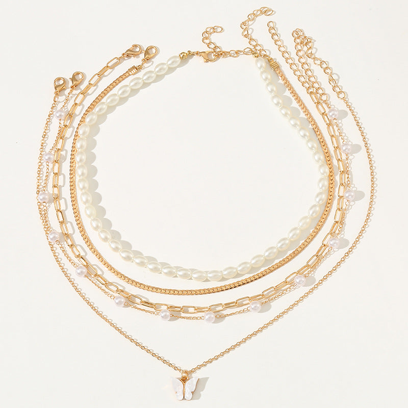 Wholesale Butterfly Pearl Necklace Set