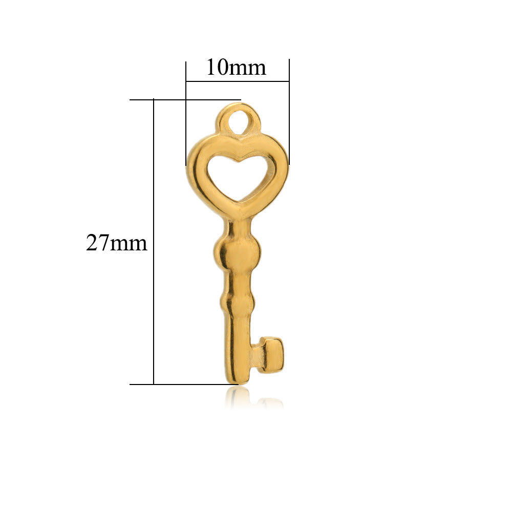 Wholesale 5PCS/PACK Stainless Steel Hollow Heart Key Padlock Small Pendant DIY Jewelry Accessories