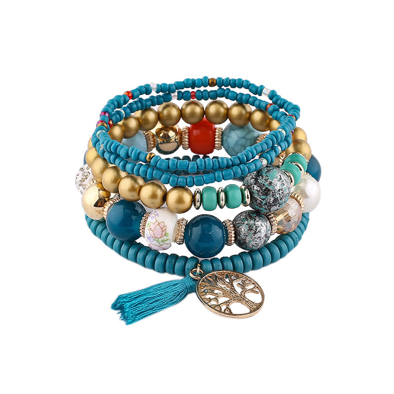Wholesale Tassel Tree of Life Pendant Beaded Bracelet