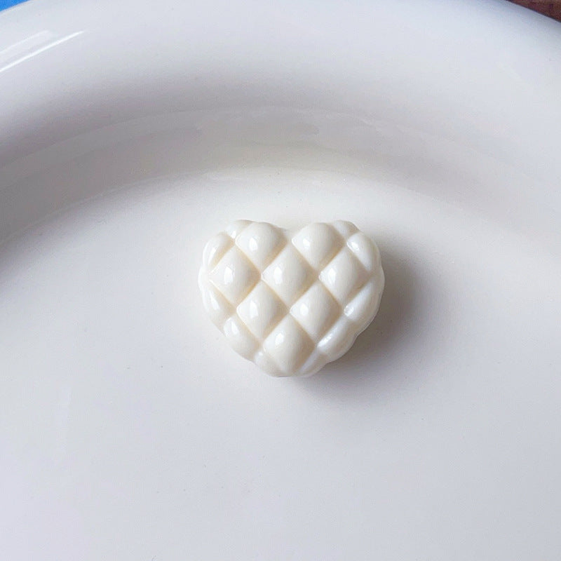 Wholesale 5pcs/pack  Checkered heart-shaped dopamine heart-shaped beads Acrylic Beads