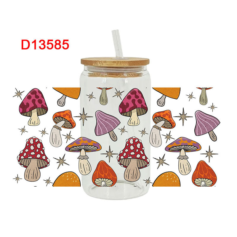 Wholesale Colorful beautiful flowers 16oz Cup UV DTF Wrap