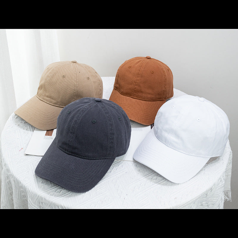 Wholesale Washed Solid Color Soft Top Versatile Curved Brim Baseball Cap