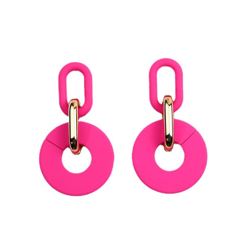 Wholesale Round Hollow Spray Painted Acrylic Earrings