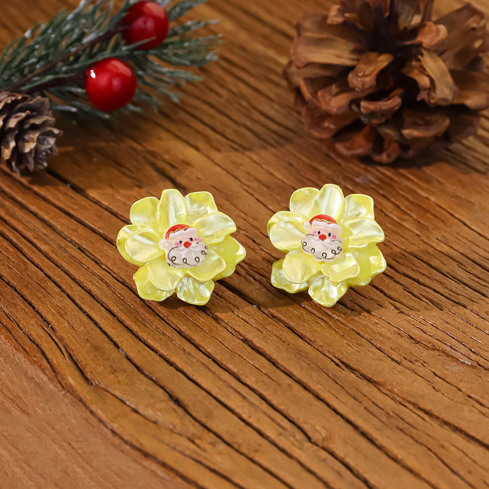Wholesale Colorful Flowers Christmas Series Acrylic Earrings
