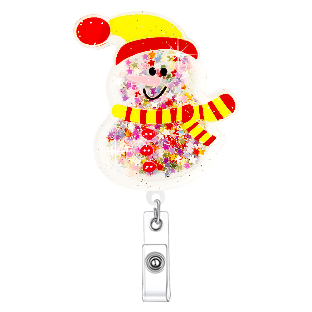 Wholesale Christmas Acrylic Santa Claus Gingerbread Man Christmas Tree Emblem Scroll Retractable Keychain