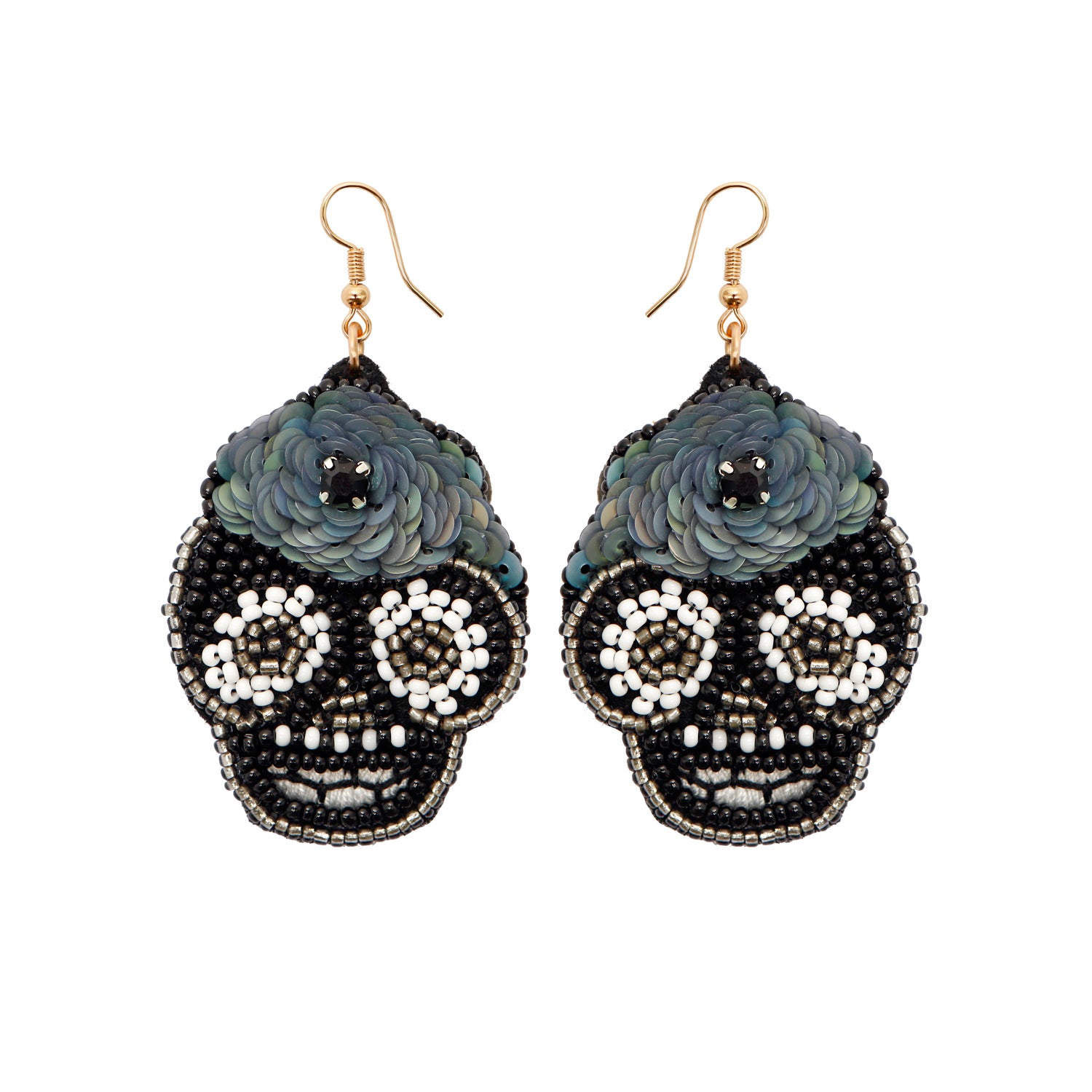 Wholesale DIY Hand-woven Beaded Skull Null Earrings