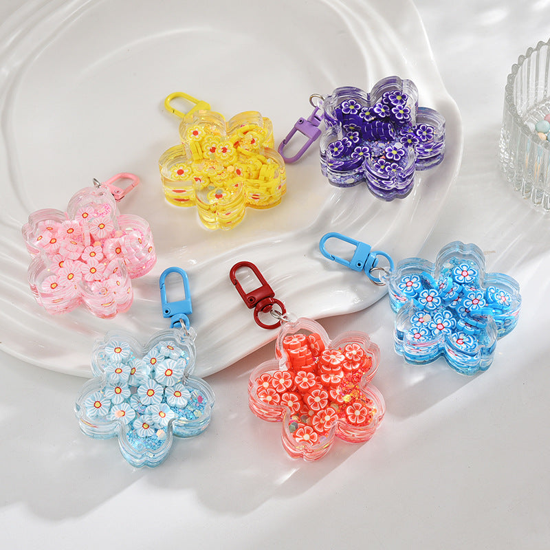 Wholesale Acrylic Oil-Filled Sand Bottle Flashing Luminous Keychain