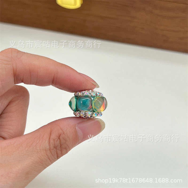 Wholesale 10pcs cat' s eye stone mocha cube  Acrylic Beads