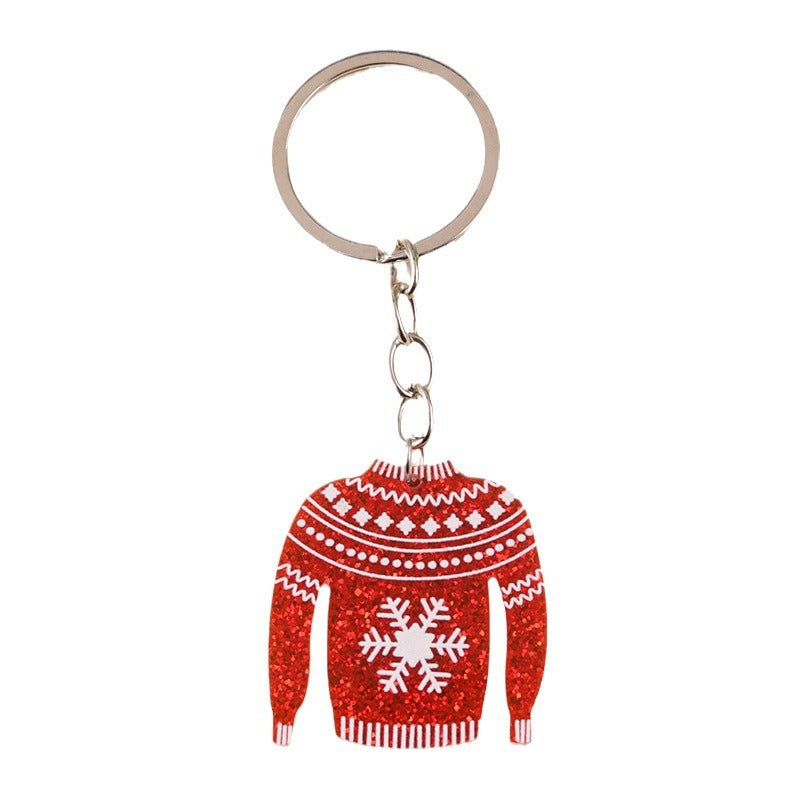Wholesale Cartoon Design Snowflake Colorful Sweater Acrylic Simple Fashion Christmas Keychains