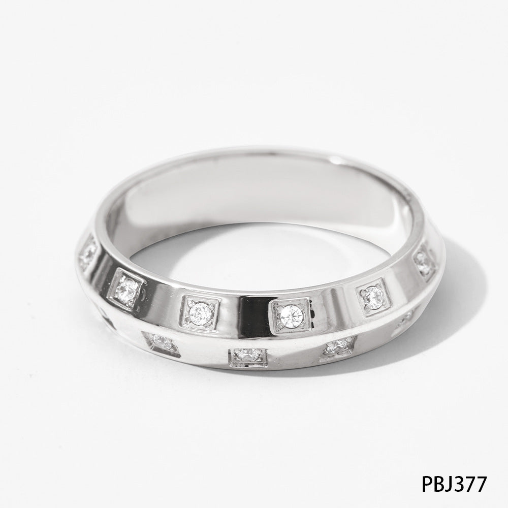 Wholesale Diamond Inlaid Stainless Steel Rings