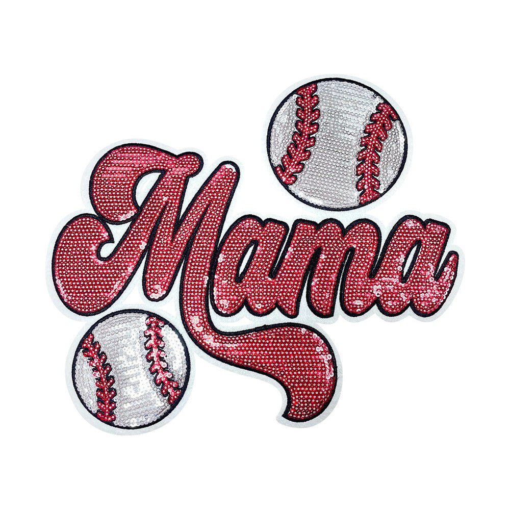 Wholesale Baseball Mama Shiny Embroidered Patch DIY Clothing Decorative Accessory For Coats Trendy Gift