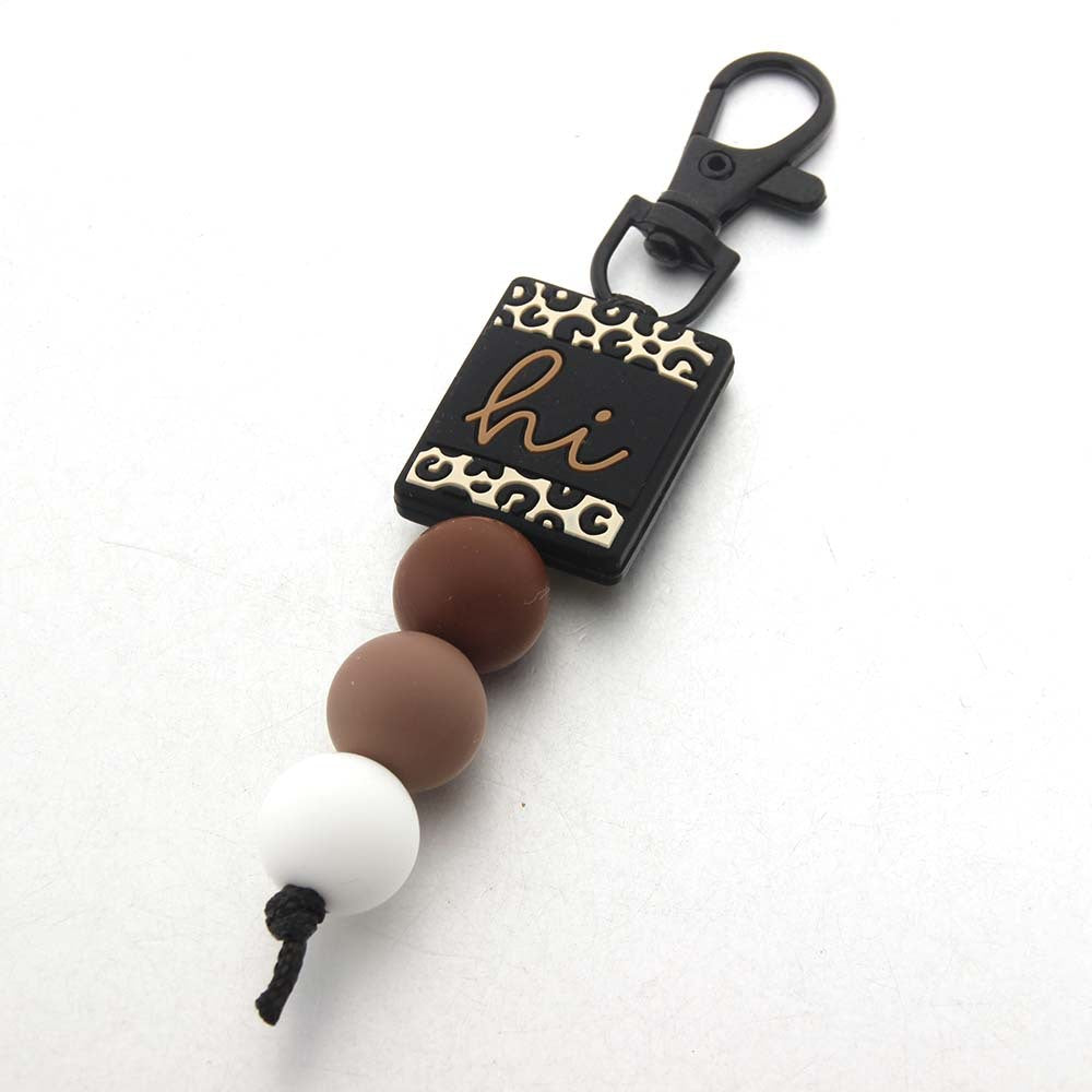 Wholesale Cartoon Animal Dwarf English Letter Bull Head Silicone Bead Keychain