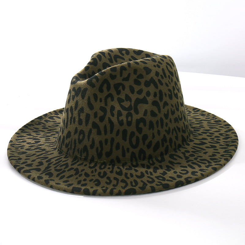 Wholesale Leopard Patterned Woolen Jazz Top Hats