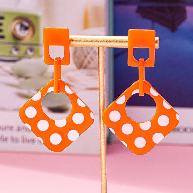 Wholesale Pink polka dots Acrylic Earrings