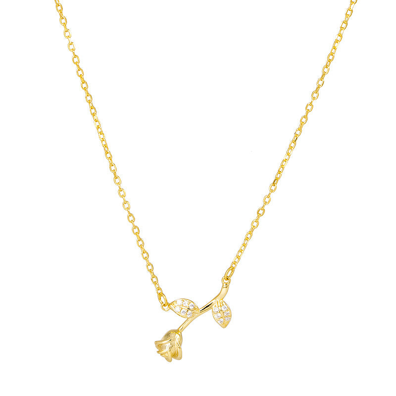 Wholesale S925 Silver Rose Necklace