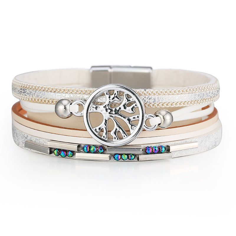 Wholesale Bohemian Tree of Life Multi-layered Leather Bracelet