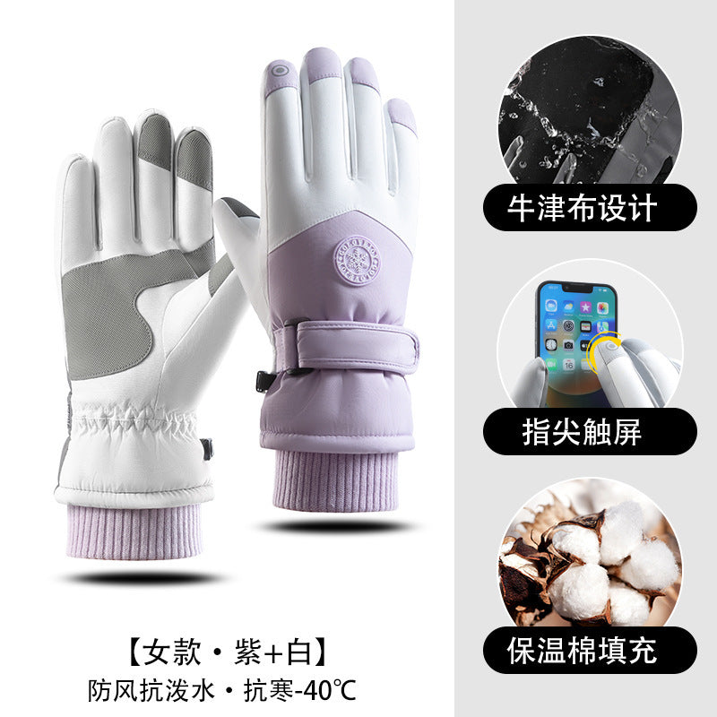 Wholesale Winter Warm Touch Screen Waterproof Anti-Slip Windproof Plus Velvet Thickened Ski Gloves