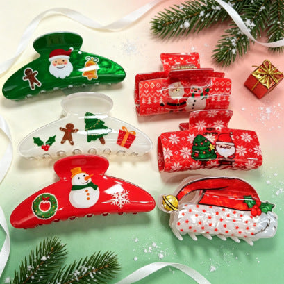 Wholesale Christmas Deer Snowman Bell Hair Claw Clip PVC Fashion Accessory Gift Boutique Resale