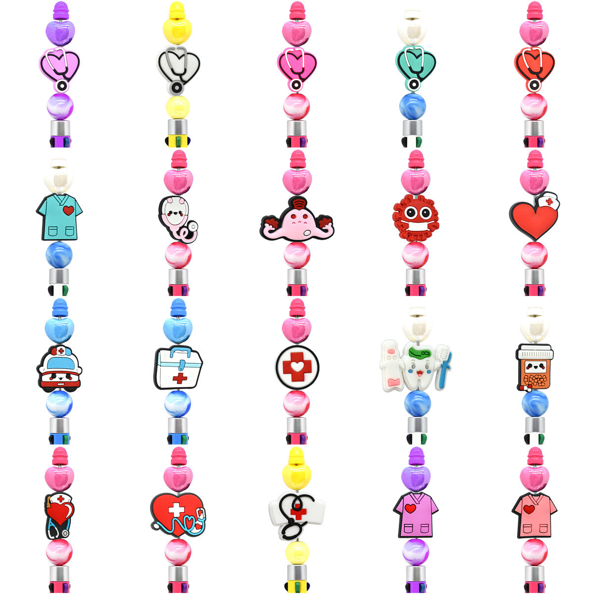 Wholesale Random 100pcs/pack  Medical Cartoon Beads Focal Beads