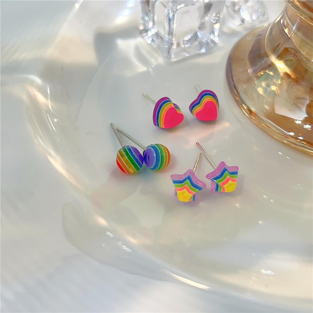 Wholesale Rainbow Love Alloy Earrings