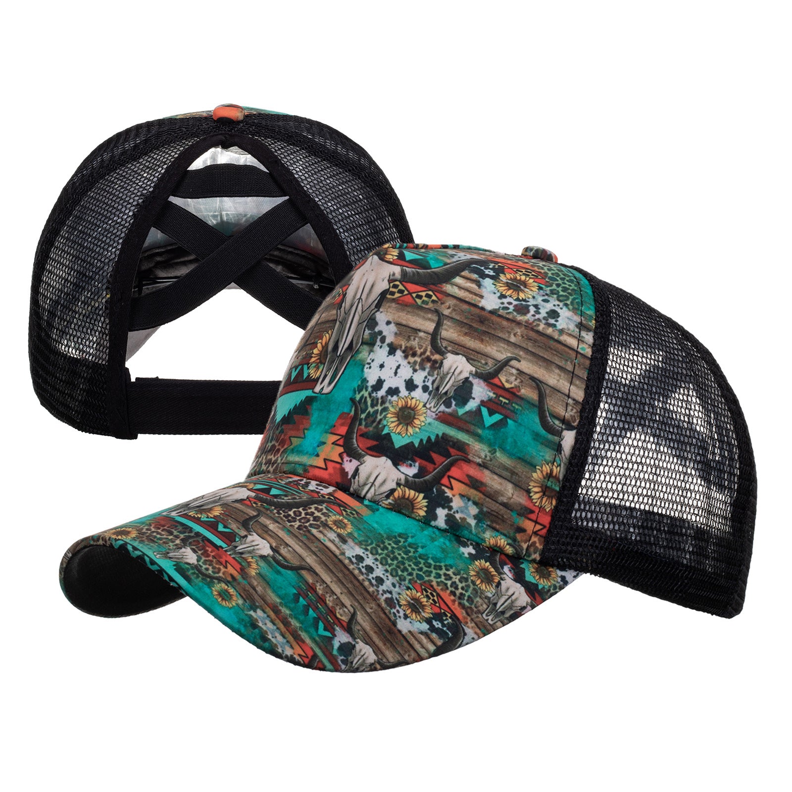 Wholesale Cotton Polyester Cross Ponytail Baseball Hats