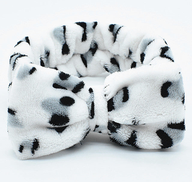 Wholesale Leopard Bow Coral Fleece Headband