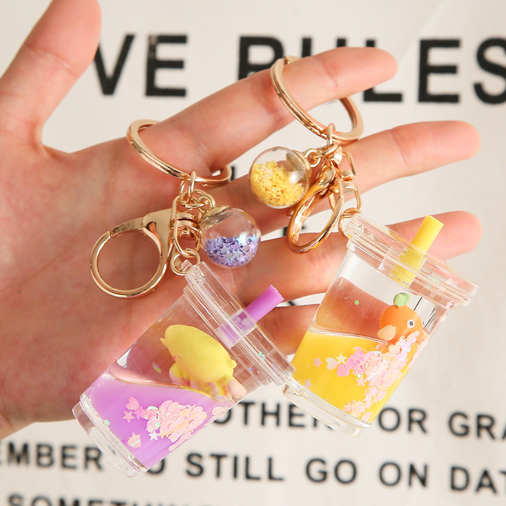 Botellas de leche acrílica al por mayor tazas de té de leche de aguacate llavero