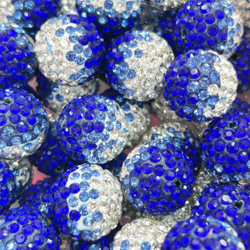 Wholesale 20pcs 16mm Gypsophila Colorful Gradient Soft Clay Diamond Ball Straight Hole Crystal Beads