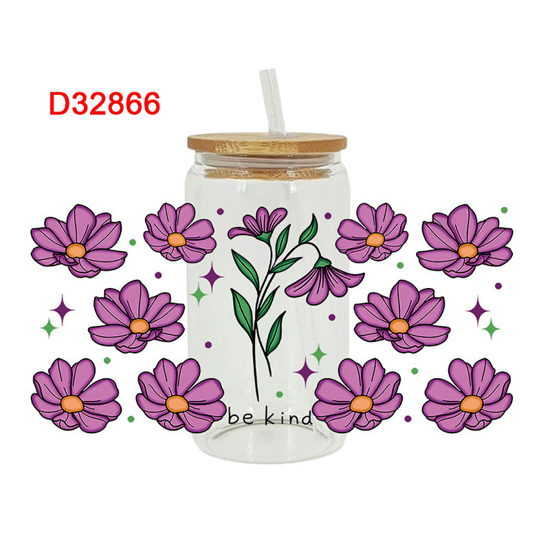 Wholesale Colorful Flowers Teacher's Day 16oz Cup UV DTF Wraps