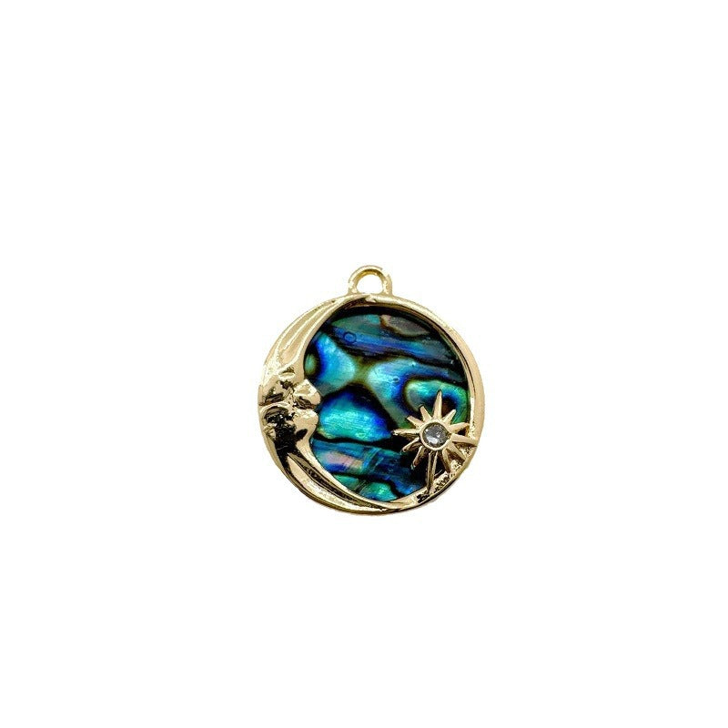 Wholesale Natural Mother of Pearl Abalone Shell Sun  Moon  and Stars Pendant