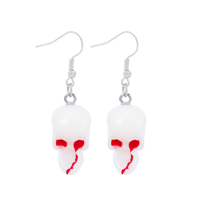 Wholesale Trendy  Earrings Exaggerated Resin Skull Pumpkin  Web Dangle Earrings Party Jewelry Accessory