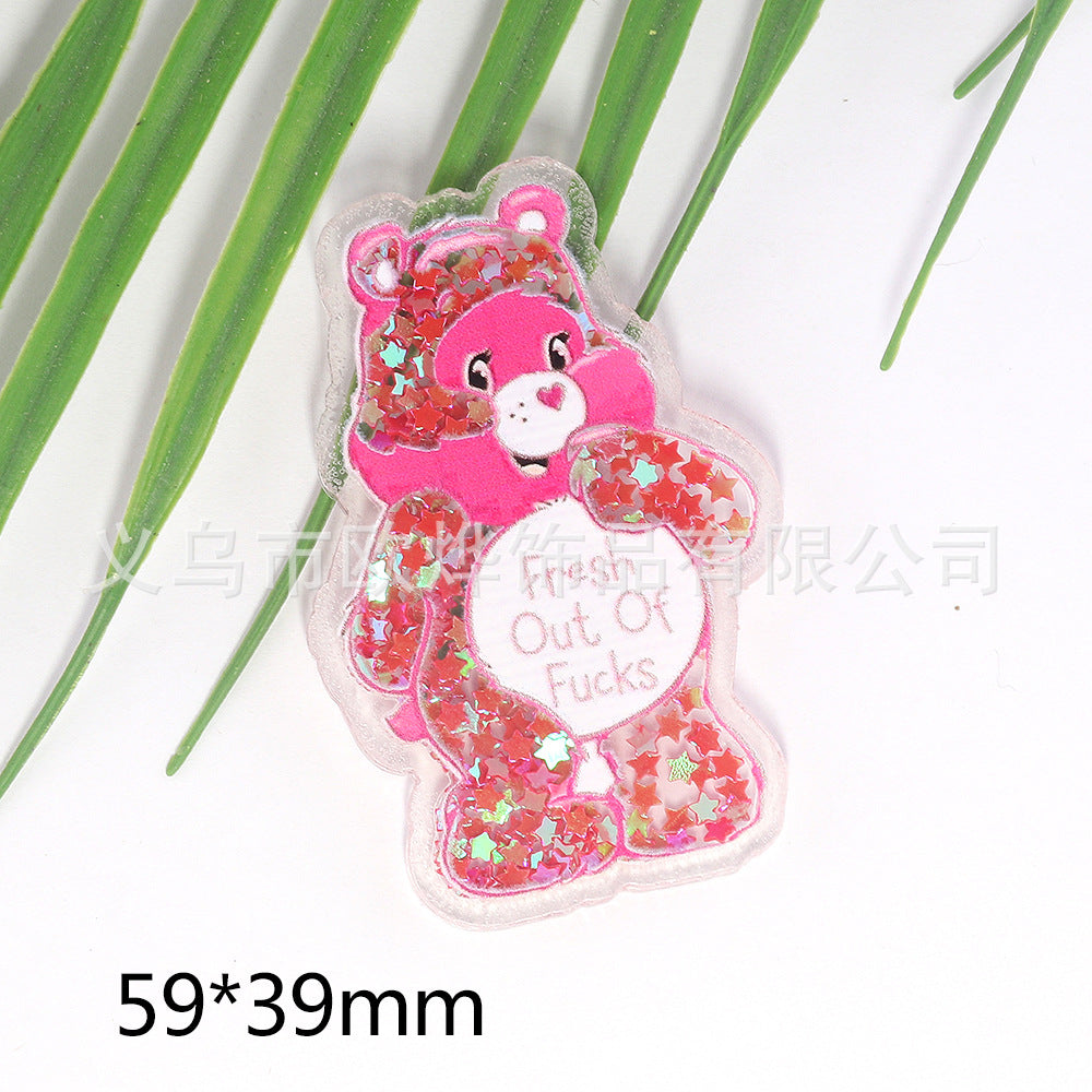 Wholesale 10pcs/pack cartoon quicksand bear bag  acrylic pin DIY patch OLY Exclusive