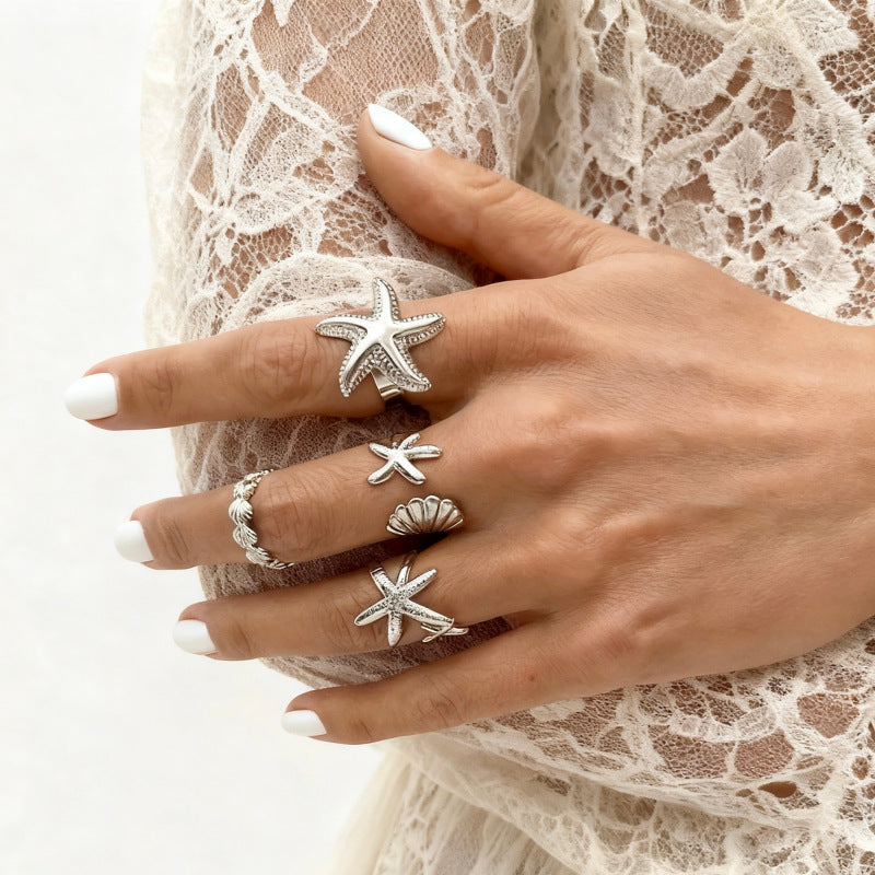 Wholesale Geometric Retro Irregular Diamond Set Ring Set
