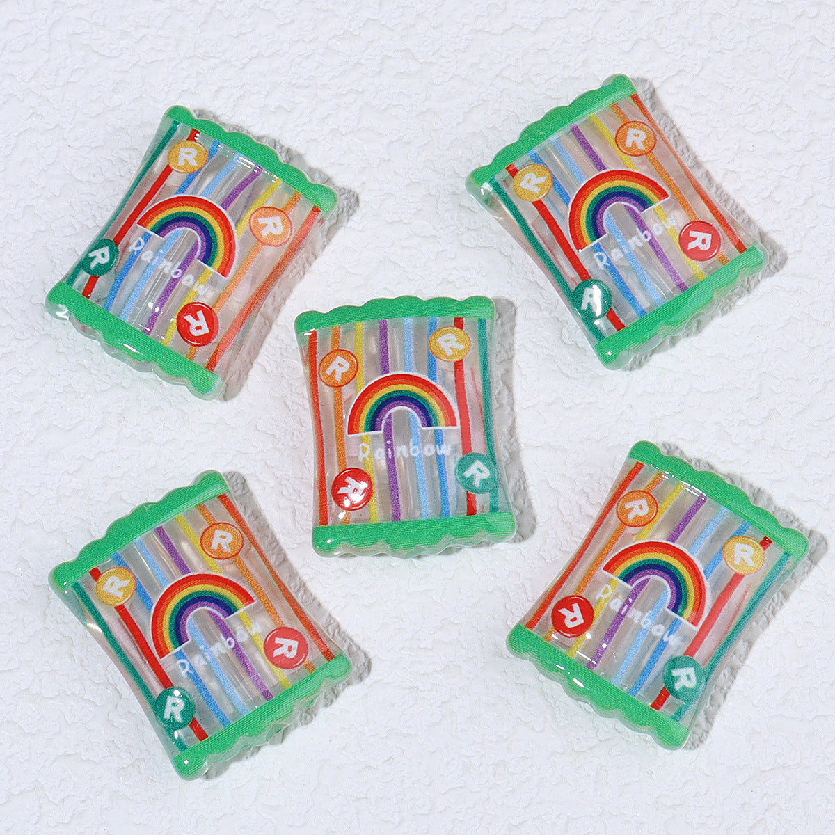Wholesale 10pcs double-sided rainbow colored candy Acrylic Beads