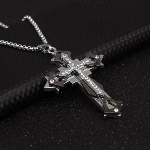 Wholesale  Retro Color-free Male Decoration Cross Pendant Necklace Simple Woolen Chain