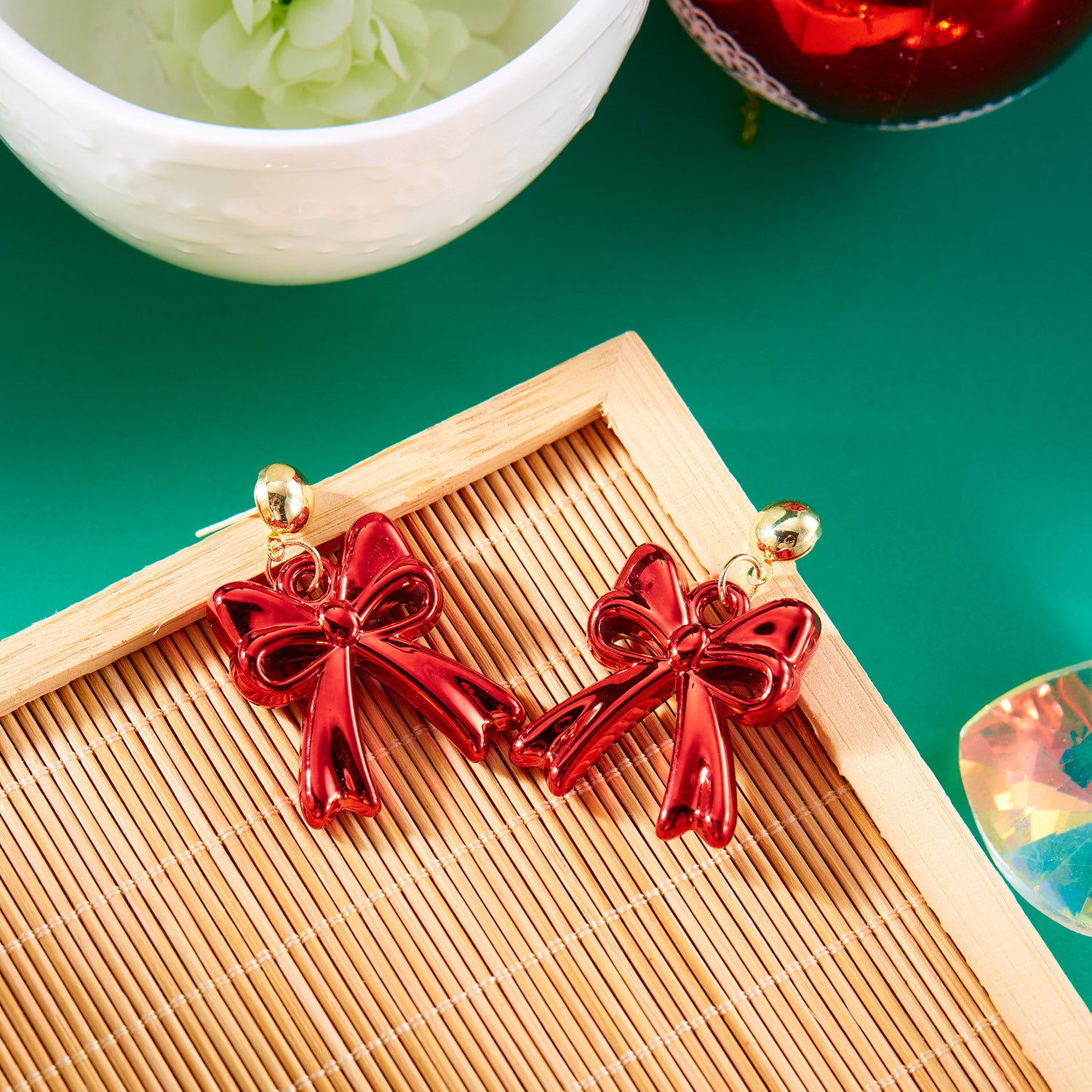 Wholesale Colorful geometric Christmas earrings triangle earrings