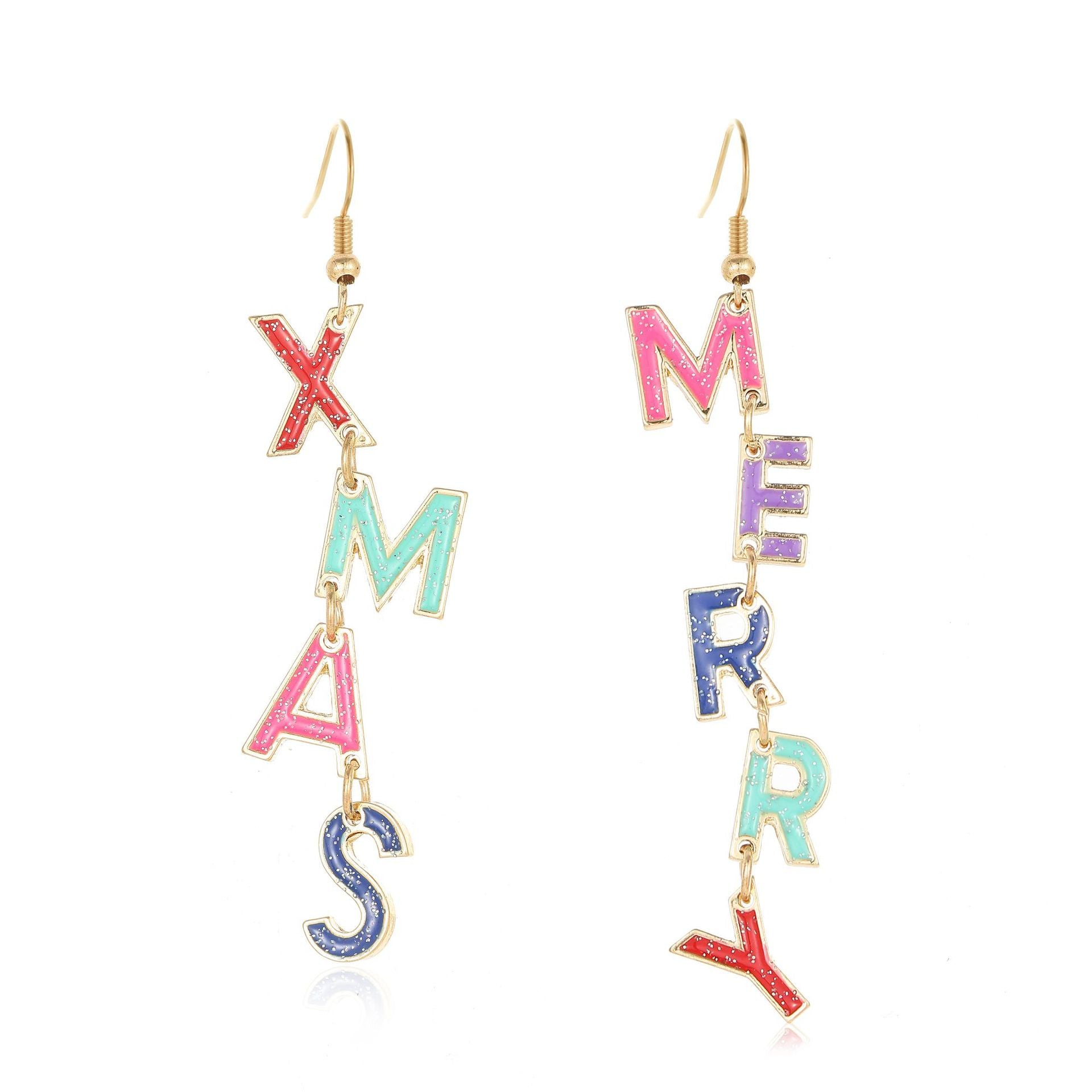 Wholesale Diamond Bell Snowflake Christmas Tree Earrings