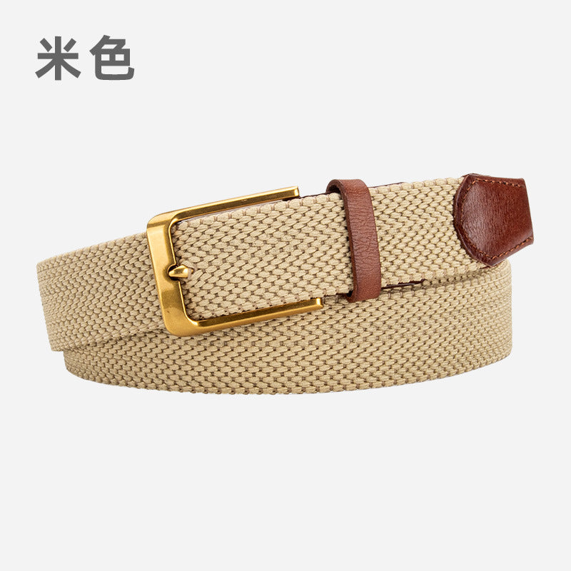 Wholesale cowhide braided belt pin buckle no hole vintage genuine leather belt