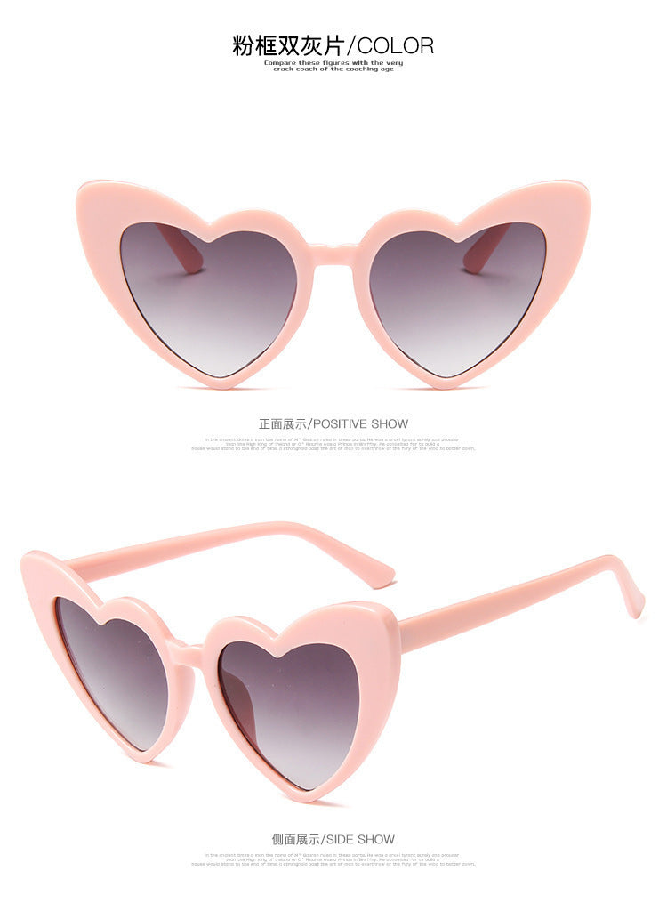 Wholesale  Heart-Shaped Lenses, Special-Shaped Heart-Shaped Sunglasses, Fashionable Peach Heart Sunglasses, Trendy Women's Party Cat-Eye Glasses