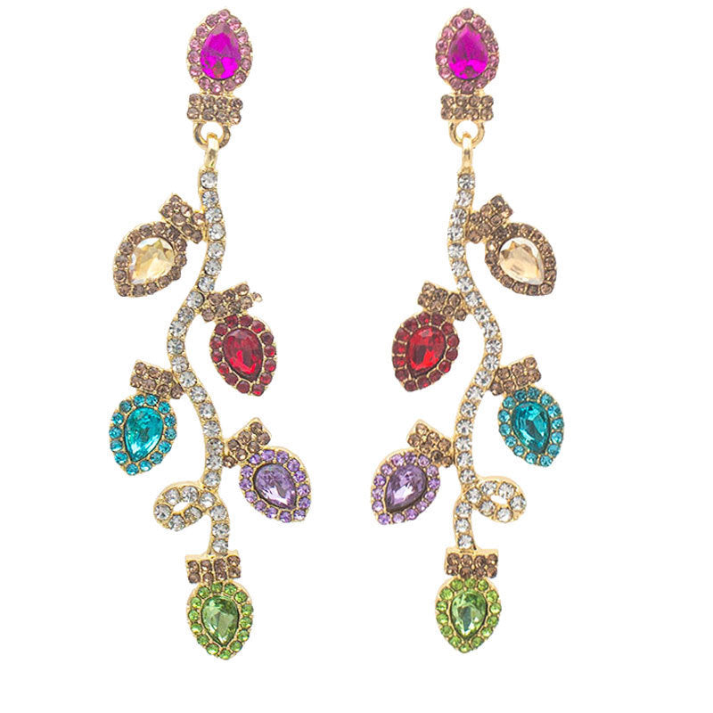 Wholesale Christmas Bulb Rhinestone Earrings