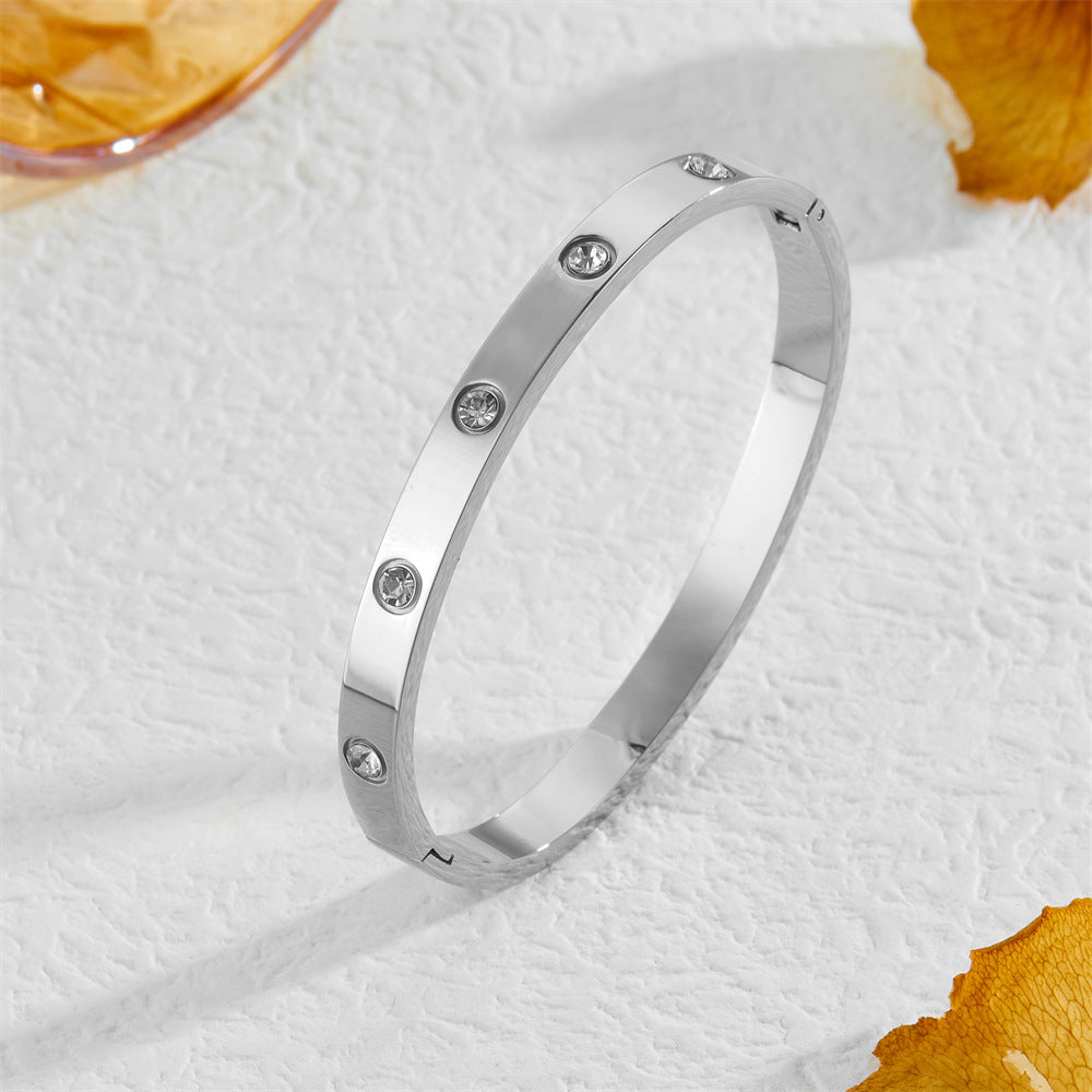 Wholesale Ten diamond titanium steel bracelet full of stars and diamonds bracelet