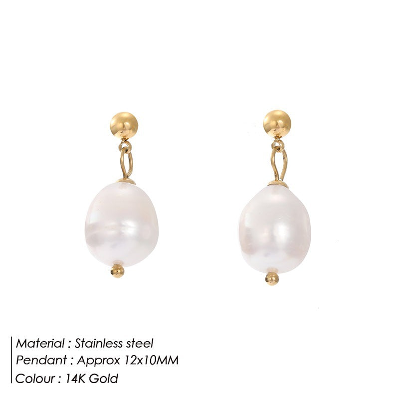 Wholesale Freshwater Pearl Stainless Steel Earrings