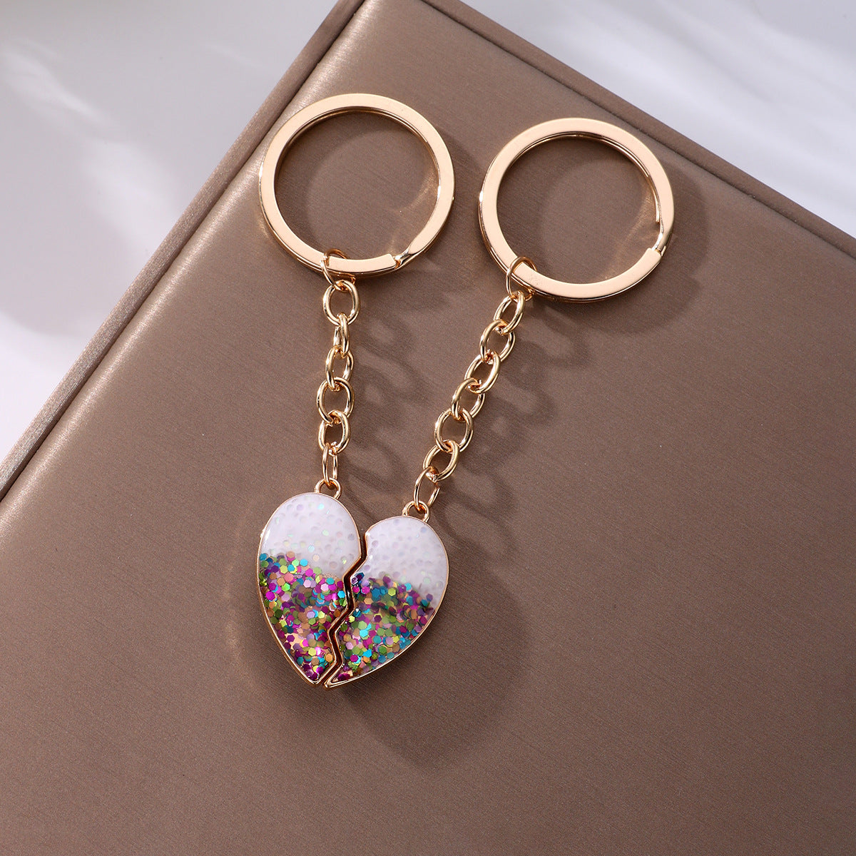 Wholesale Alloy Heart Rainbow Keychain