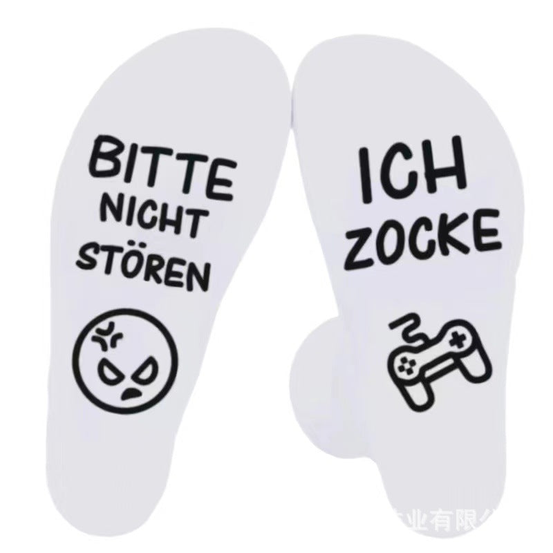 Wholesale of European and American Cotton Medium Cylinder Letter Anti Slip Adhesive Socks