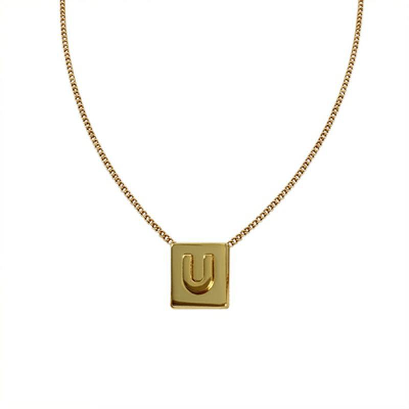 Wholesale Small square 26 letter necklace