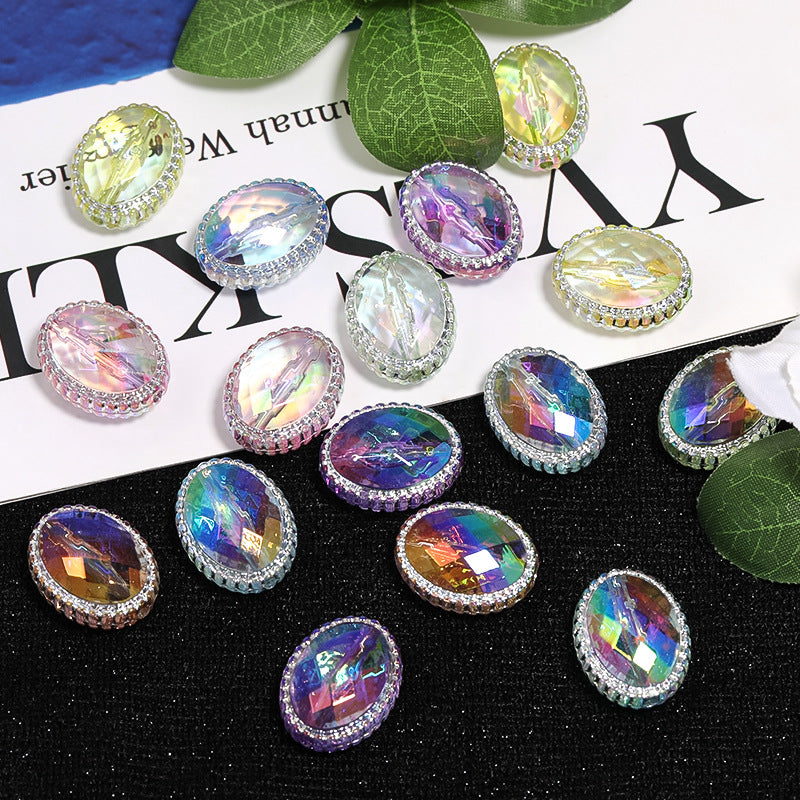 Wholesale 100pcs Diy Colorful Mysterious Magic Mirror Oval Acrylic Beads
