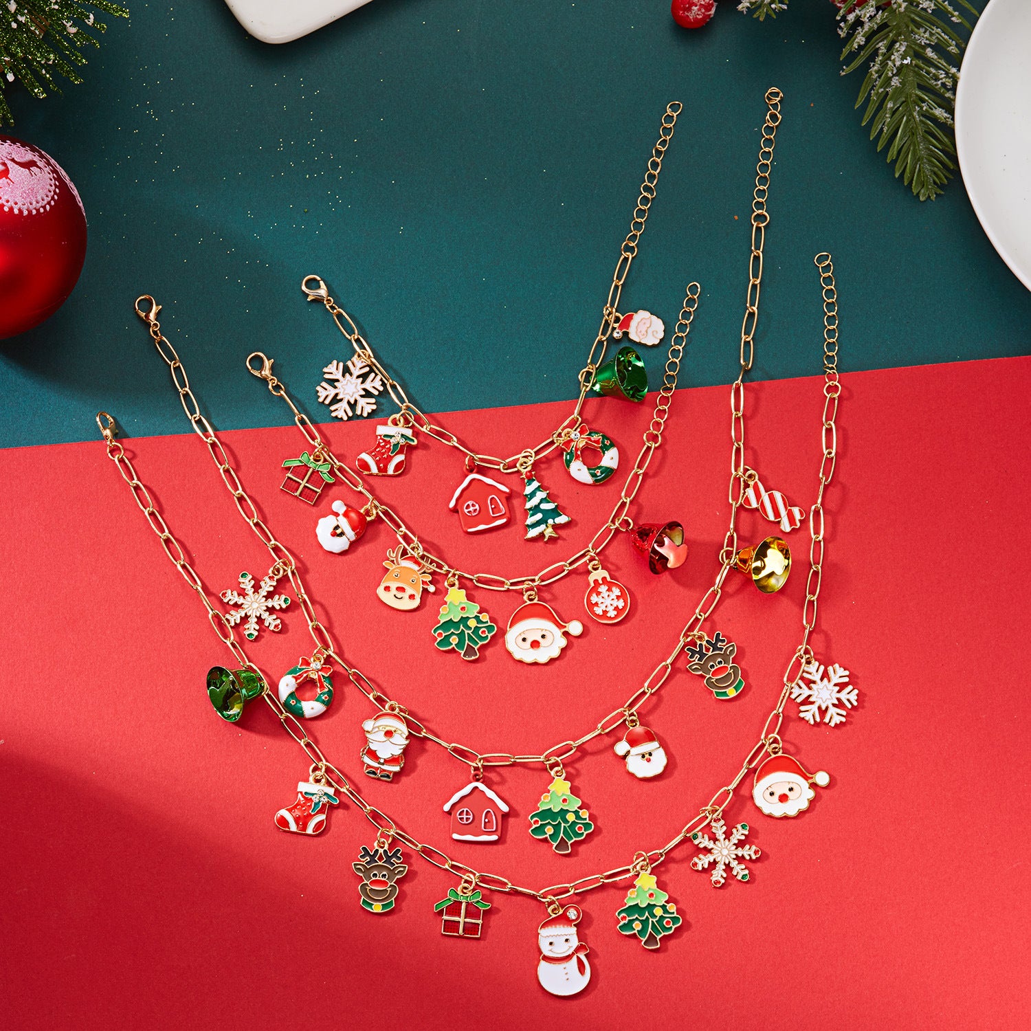 Wholesale Old man Christmas tree bell Pendant  necklace