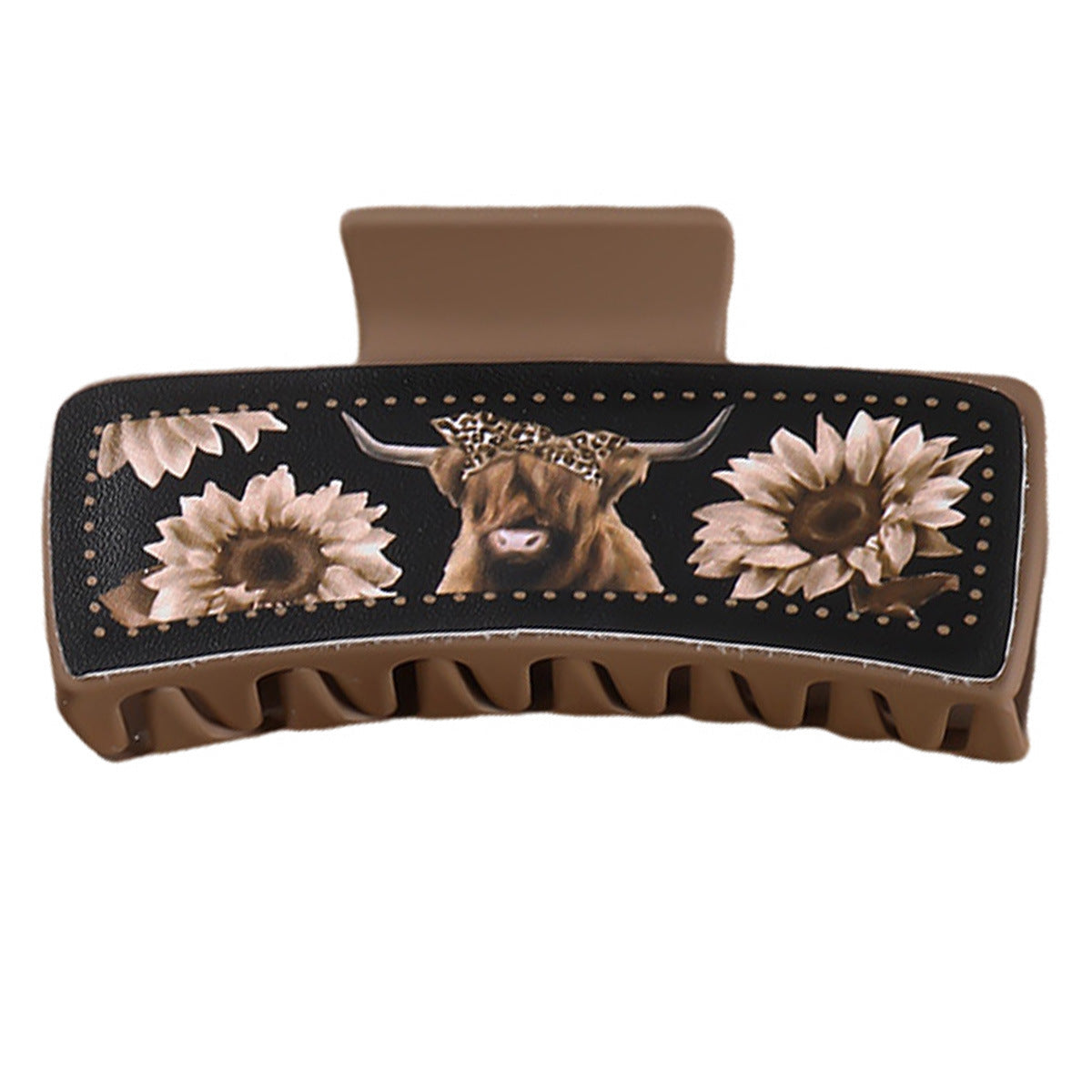 Wholesale yak chrysanthemum black leather large square clip shark clip