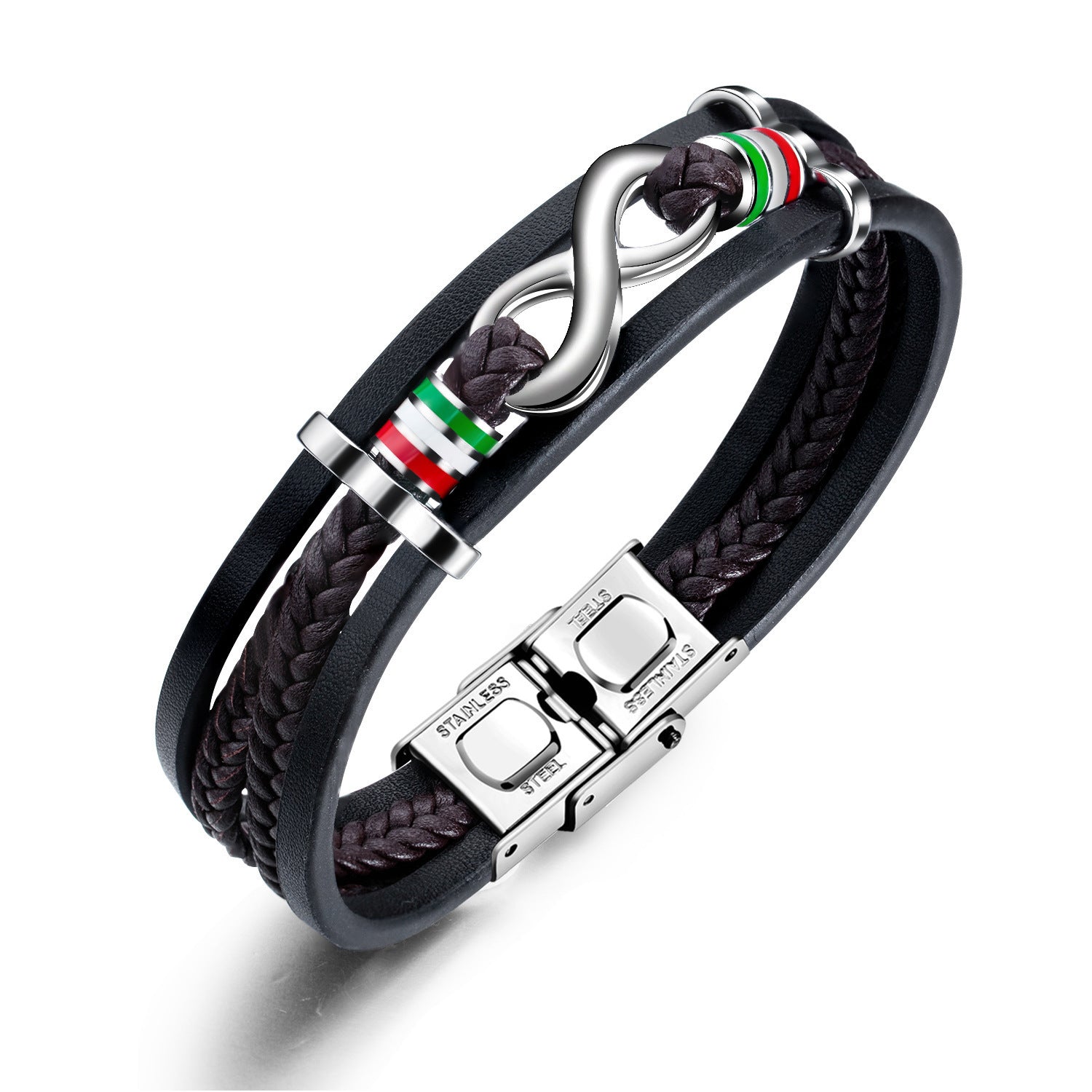 Wholesale Vintage Simple Leather Multi-layer Men's Alloy Bracelet